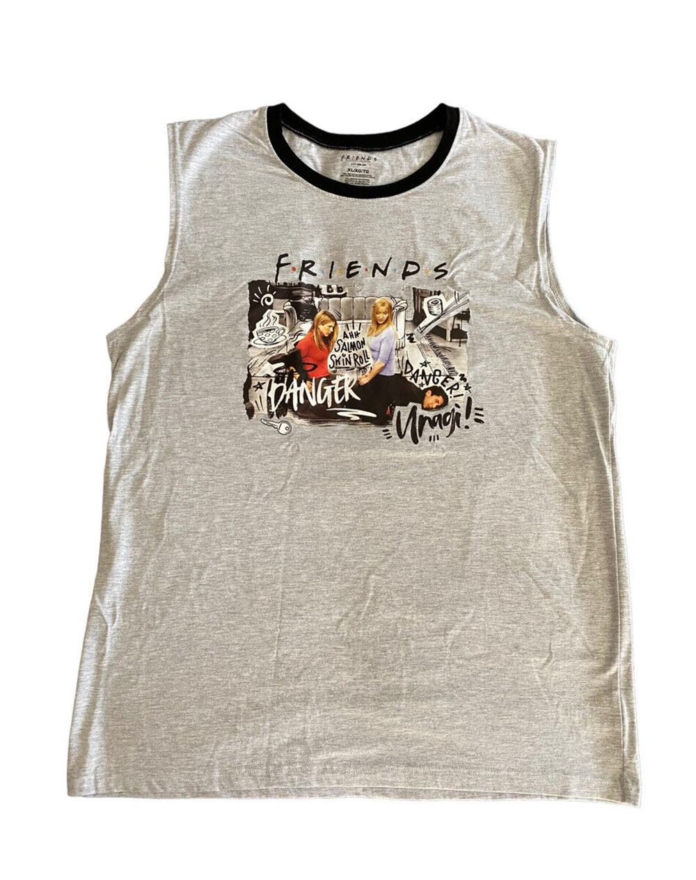 Friends Television Show Unagi Graphic Muscle Ringer T-Shirt Unisex Gray Size XL